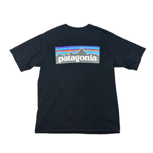 Patagonia P6 Responsibili-tee Shirt Men Medium Black Logo Short Sleeve Gorpcore